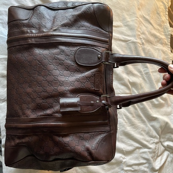 Gucci Guccissimma leather Weekender travel carry on duffel bag w/ lock key - Picture 2 of 12